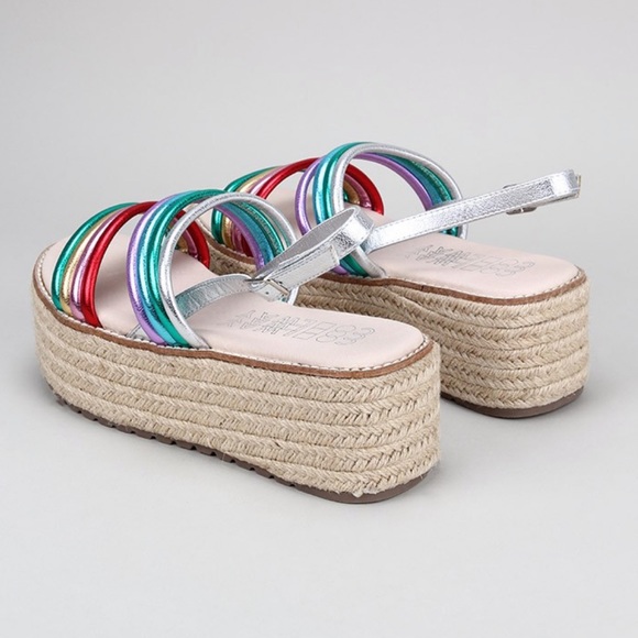 Multicolor Straps Chunky Espadrille Platform Wedge - Picture 4 of 4